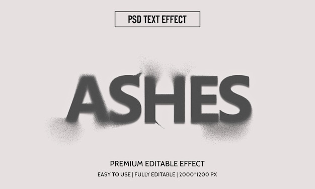 PSD ashes 3d 편집 가능한 텍스트 효과
