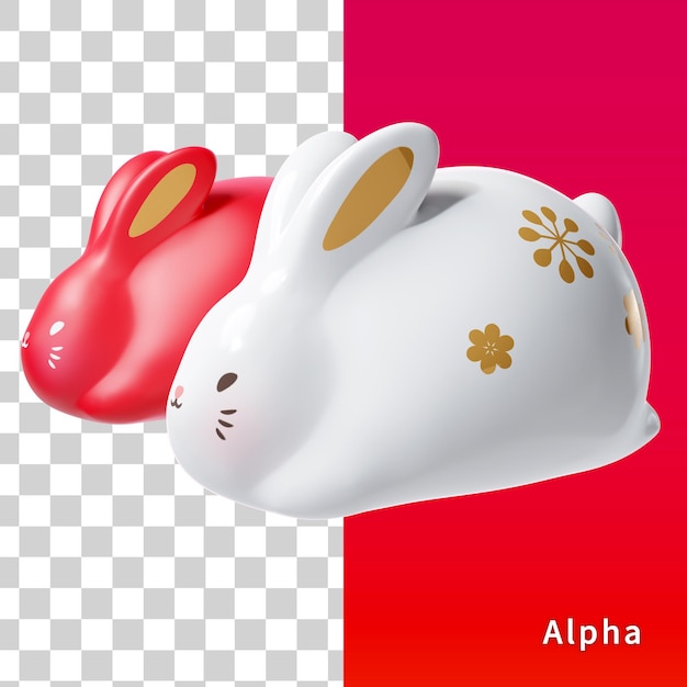 Asia anno dei conigli 3d rendering