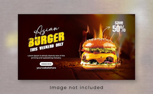 Modello di banner web di hamburger asiatico