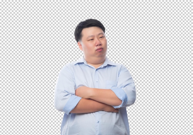 Asian business fat man in blue shirt psd file