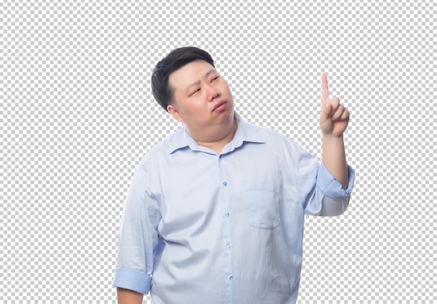 PSD asian business fat man in blue shirt psd file