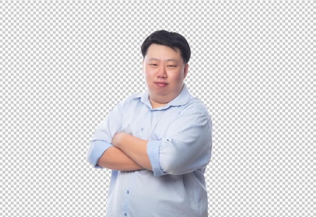 Asian business fat man in blue shirt psd file