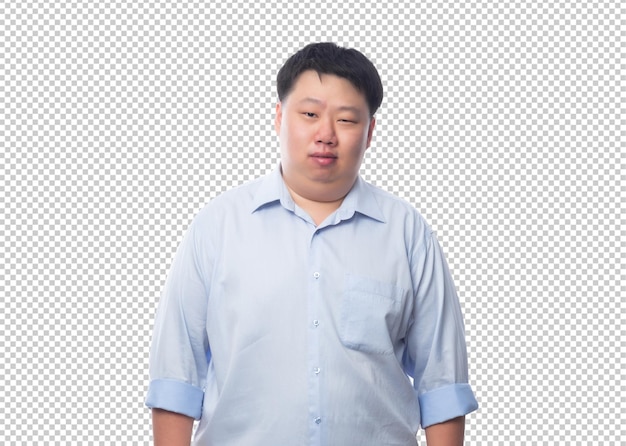 Asian business fat man in blue shirt Psd file