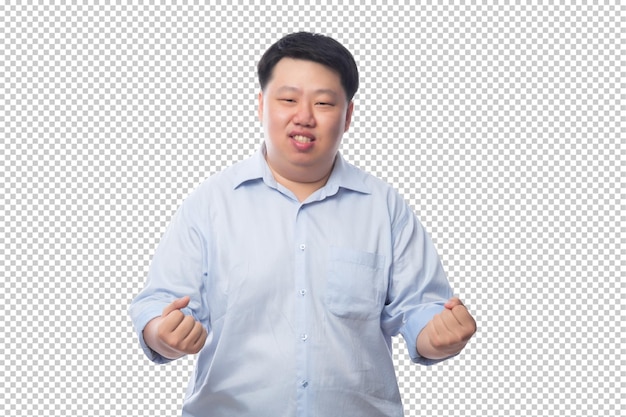 Uomo grasso di affari asiatici in camicia blu file psd