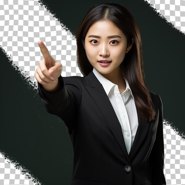 PSD 아시아 사업가가 손을 들고 지시한다