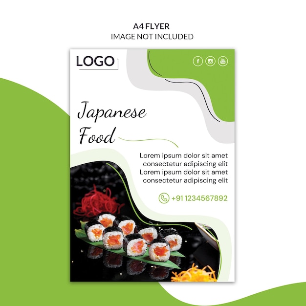 PSD asian food - a4 size brochure flyer design template 01