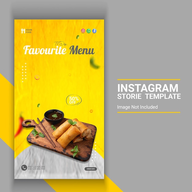 PSD asian food business promotion and corporate instagram story template psd file