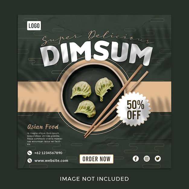 PSD asian food chinese food dimsum dumpling social media post template