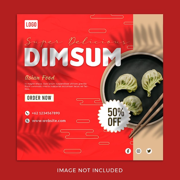 Asian food chinese food dimsum dumpling social media post template