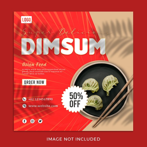 Asian food chinese food dimsum dumpling social media post template