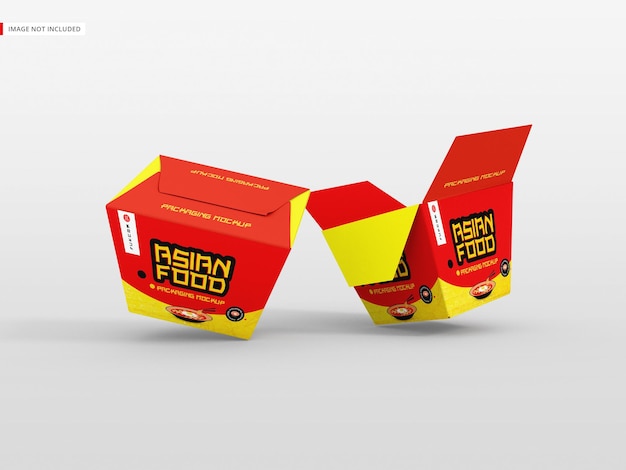 PSD asian food delivery paper box mockup