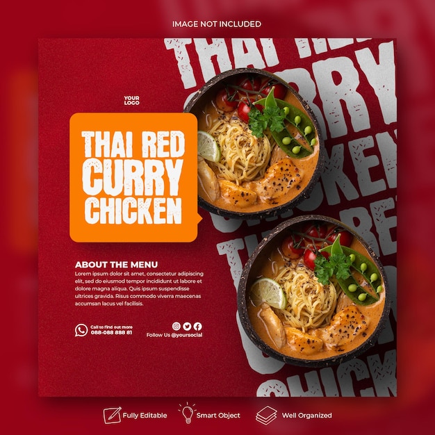 PSD asian food flyer social media post template banner