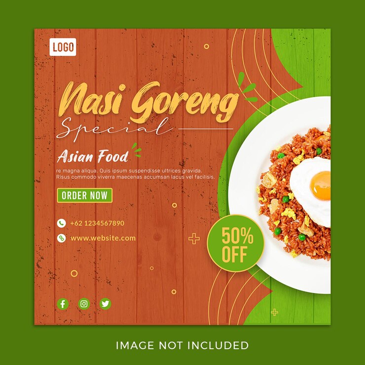 asian food indonesia nasi goreng social media post template