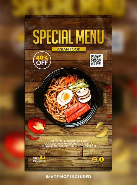 PSD アジア料理instagramストーリーテンプレート