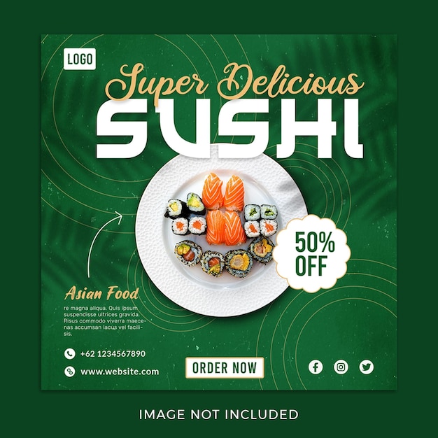 PSD asian food japanese sushi social media post template