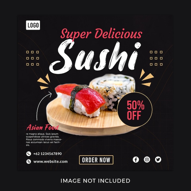 PSD asian food japanese sushi social media post template