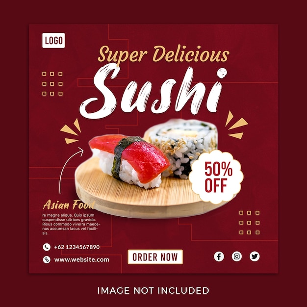 Asian food japanese sushi social media post template