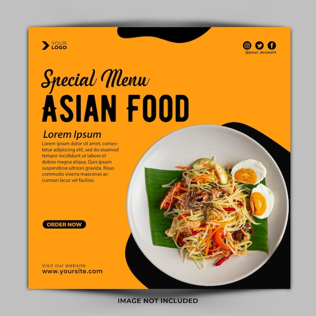 Asian food menu instagram post template