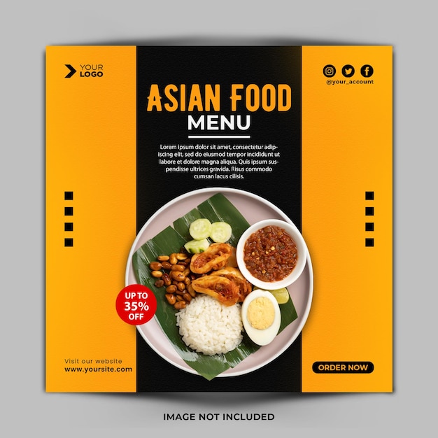 Asian food menu instagram post template