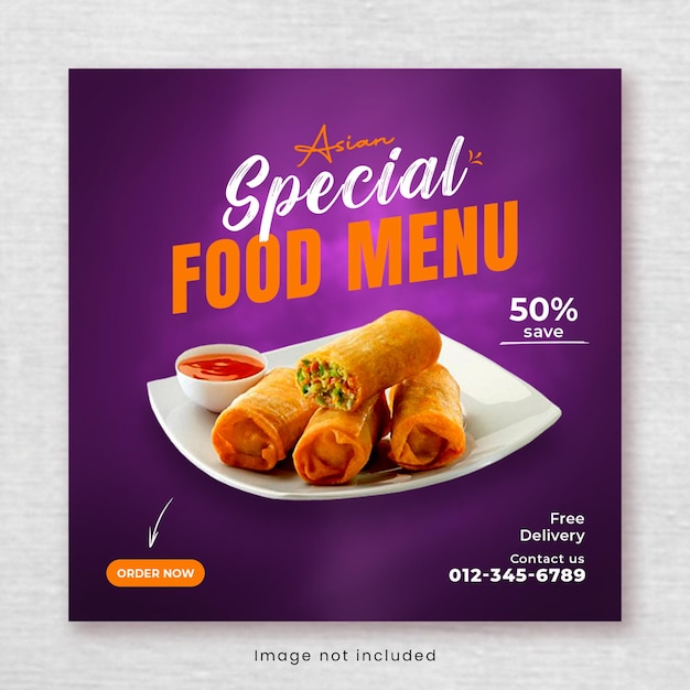 Asian food menu social media post
