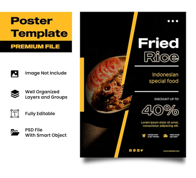 PSD asian food poster template asian food promo poster food business poster