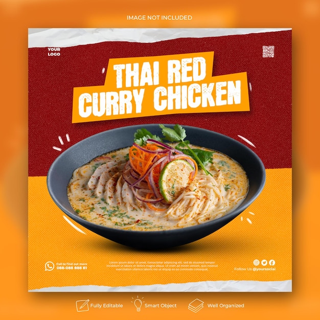 PSD asian food social media banner template