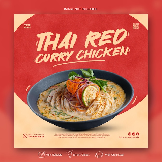 PSD asian food social media banner template