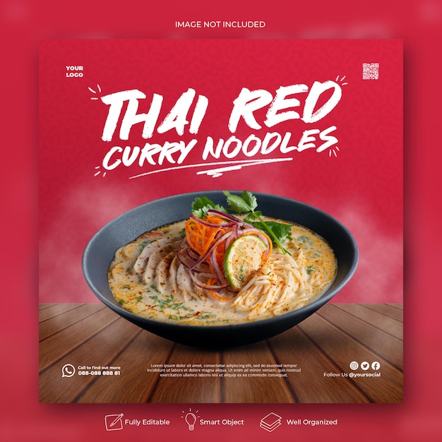 PSD asian food social media banner template