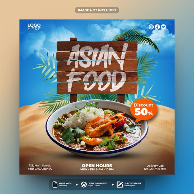 Asian food social media post template