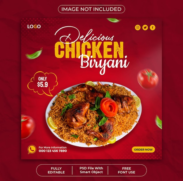 Asian food social media promotion and instagram post design template