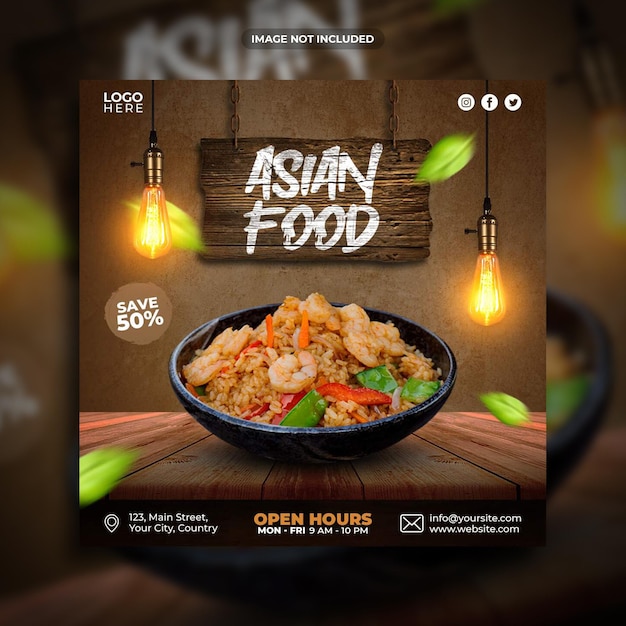 Asian food social media promotion square banner template