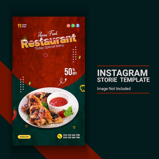 PSD asian food  social media story template banner