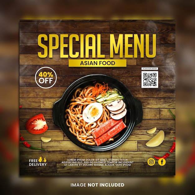 PSD asian food social media template