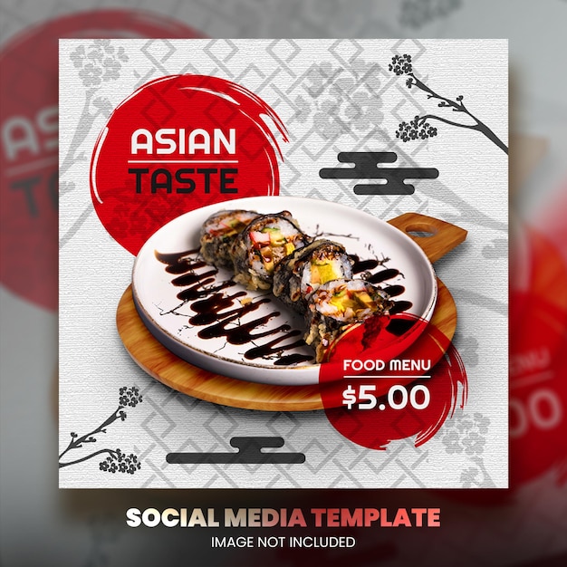 PSD asian food sociale media promotie en instagram banner post ontwerpsjabloon