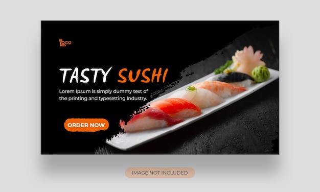 PSD asian food sushi menu youtube thumbnail template