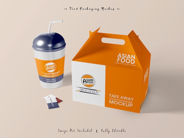 PSD asian food take away packaging mockup