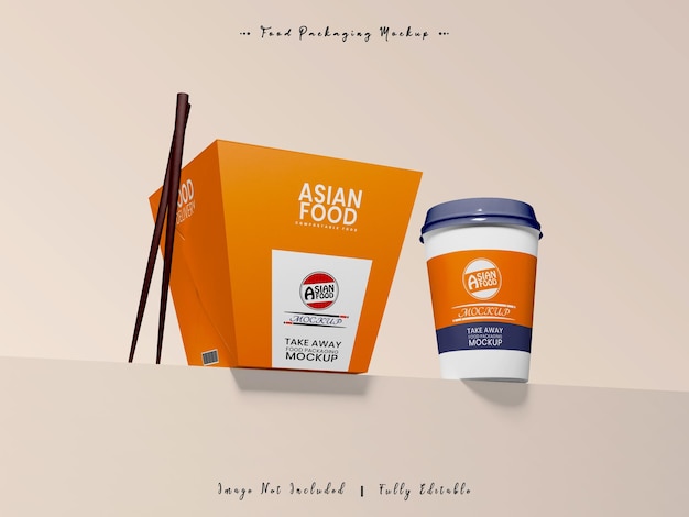 PSD asian food take away packaging mockup