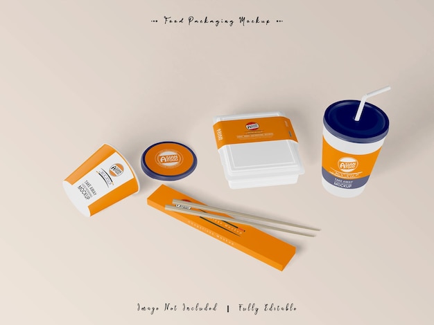 PSD asian food take away packaging mockup