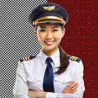 PSD asian girl pilot transparent background