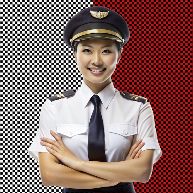 PSD asian girl pilot transparent background