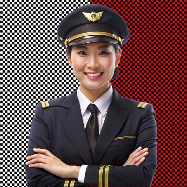 PSD asian girl pilot transparent background