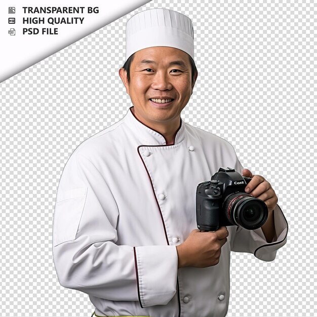 PSD asian man chef or cook on white background white isolated