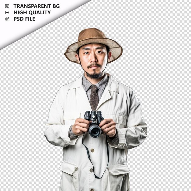 PSD asian man environmental scientist on white background whi