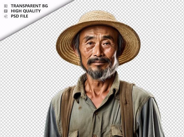 PSD Азиатский мужчина фермер на белом фоне белый изолированный бэкг
