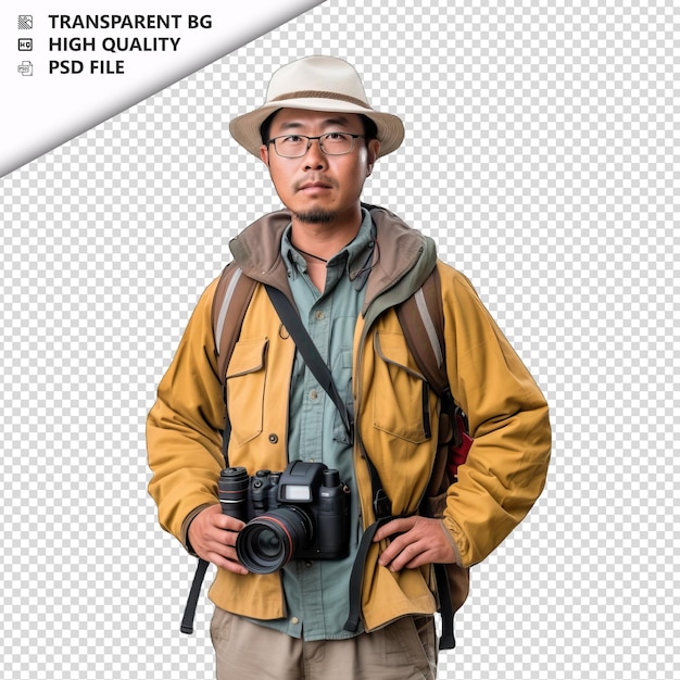 PSD asian man geologist on white background white isolated ba