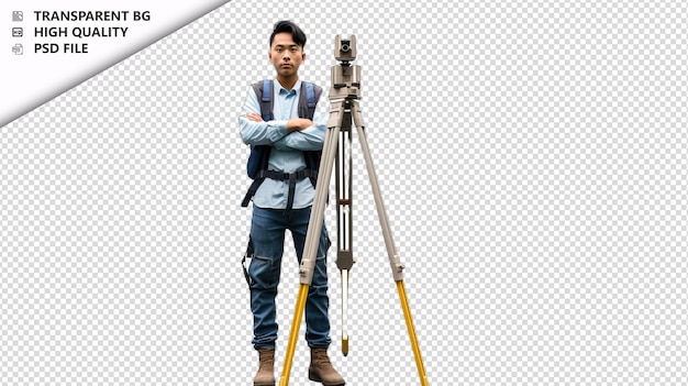 PSD asian man geologist on white background white isolated ba