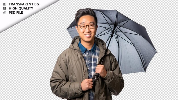 PSD asian man meteorologist on white background white isolate