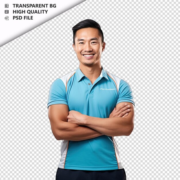 PSD asian man physical therapist on white background white is