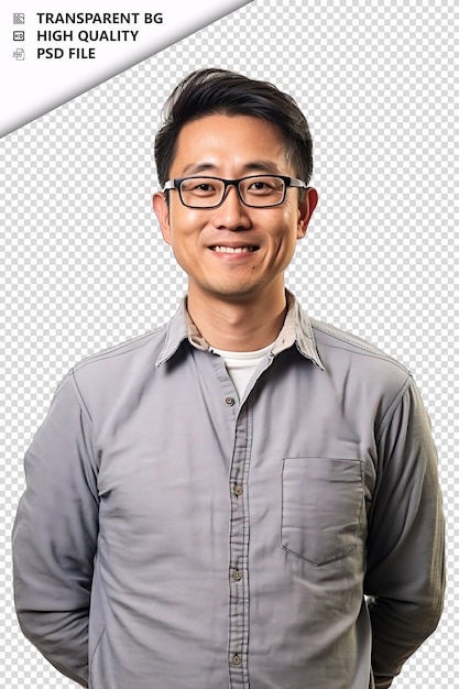 PSD asian man social worker on white background white isolate