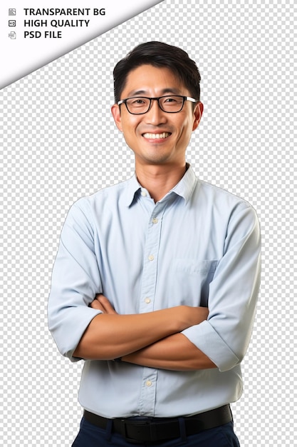 PSD asian man social worker on white background white isolate